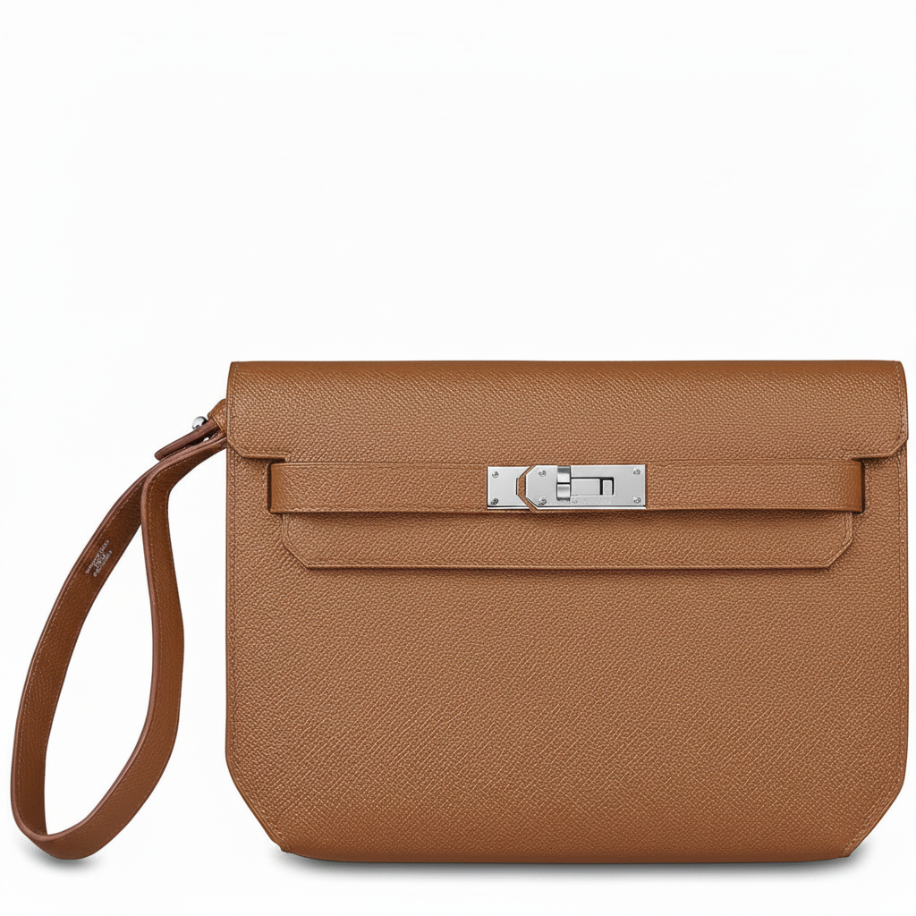 Leder-Clutch — Braun