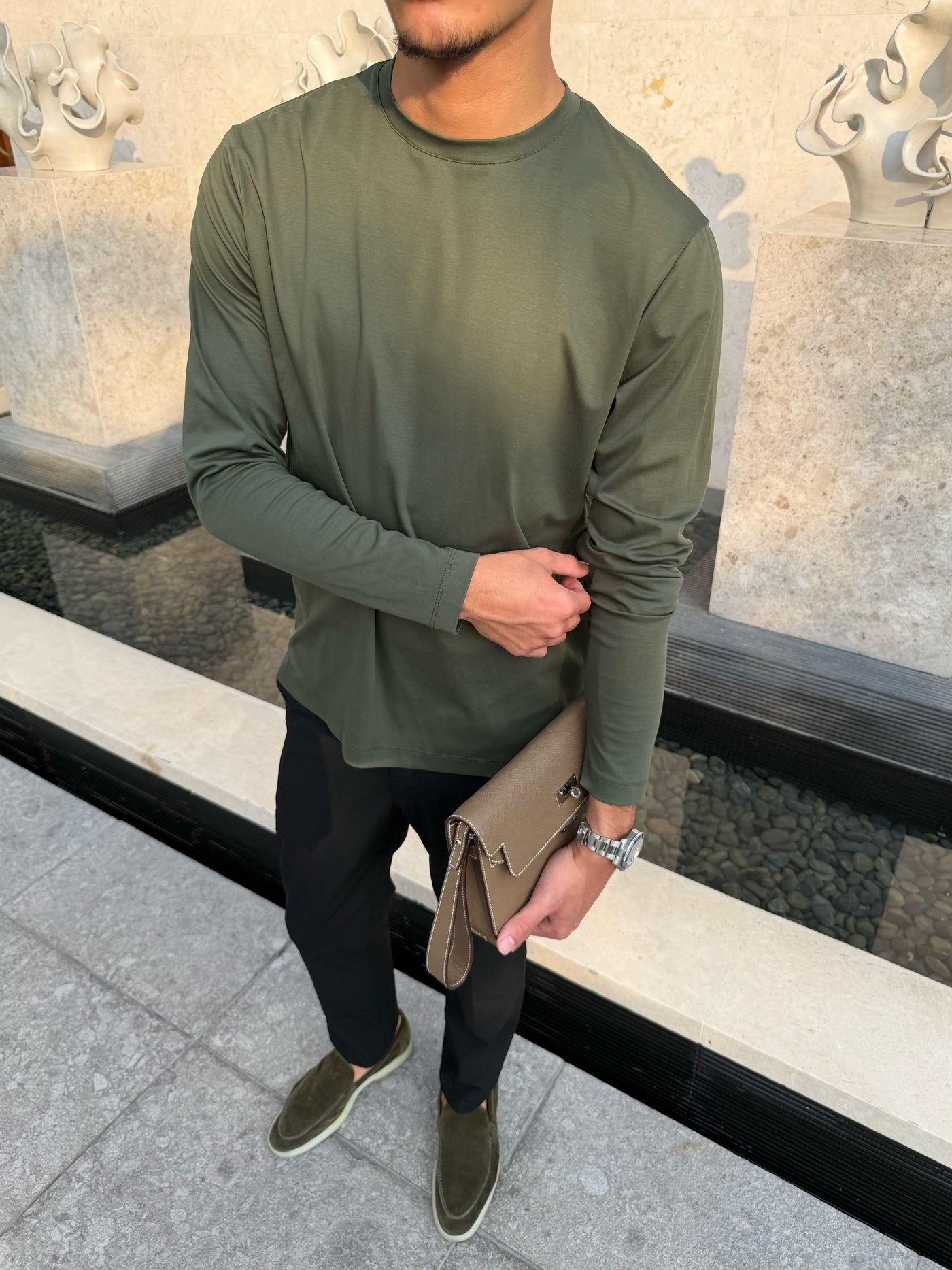 T-Shirt Manches Longues Satiné — Vert