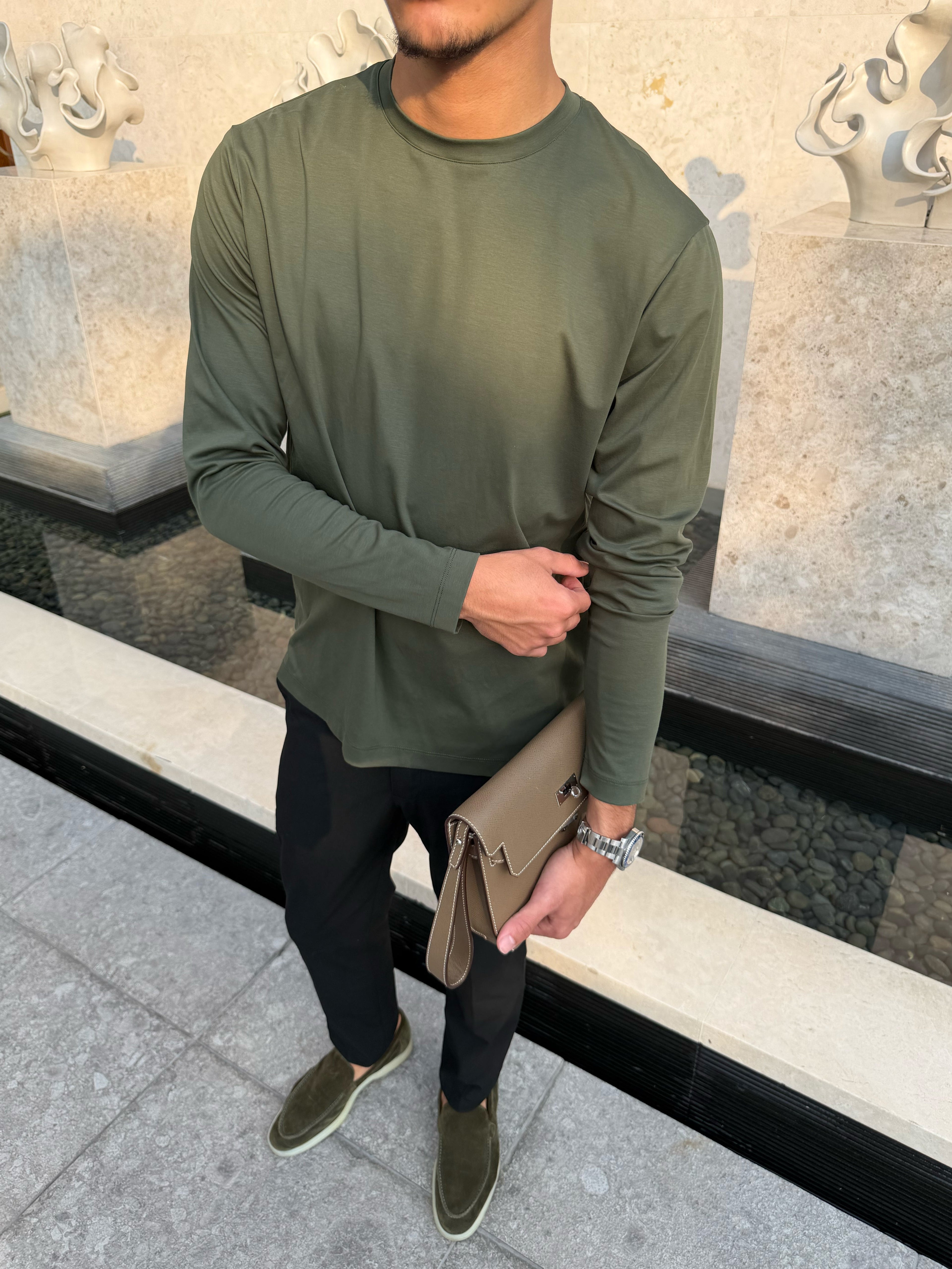 T-Shirt Manches Longues Satiné — Vert